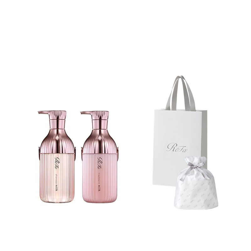 【ReFaギフトラッピングセット S】リファミルクプロテインシャンプー ＆ トリートメントピンクセット